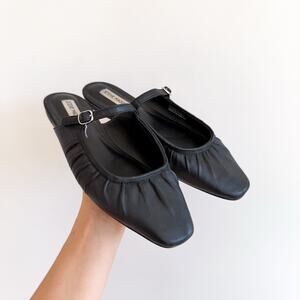 Steve Madden Gisele Mary Jane Mule Leather Upper Slide Clog Shoes Black 9.5